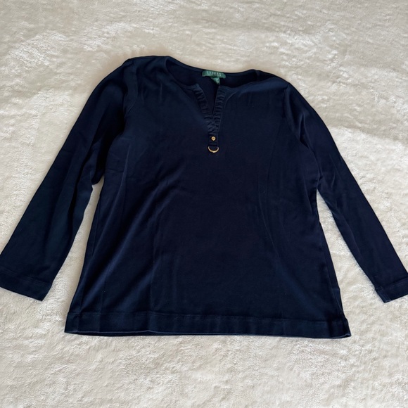 Ralph Lauren Tops - Lauren by Ralph Lauren Navy Blue Quarter Sleeve Top size 1X